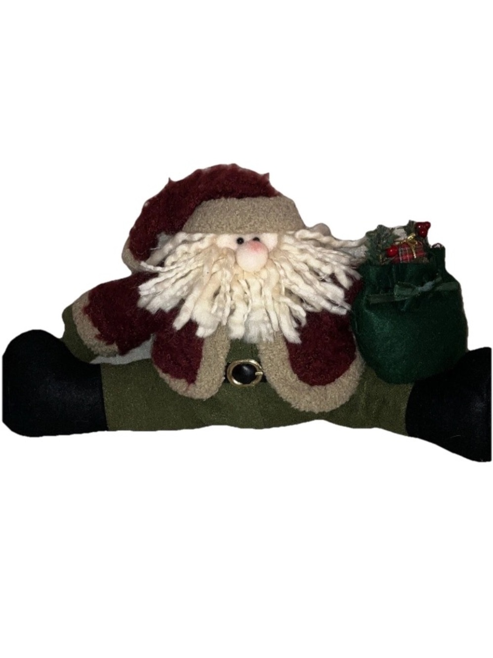 Country Santa Claus Christmas Weighted Holiday Plush Cabin Fireplace Decor 18 In